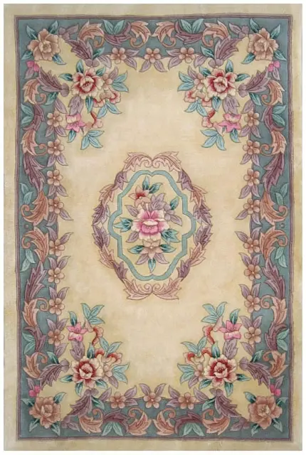 Premier Superwashed Chinese Rug - Cream - Luxury handknotted Chinese Rug D.108