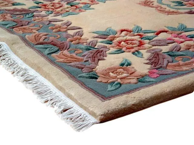 Premier Superwashed Chinese Rug - Cream - Luxury handknotted Chinese Rug D.108