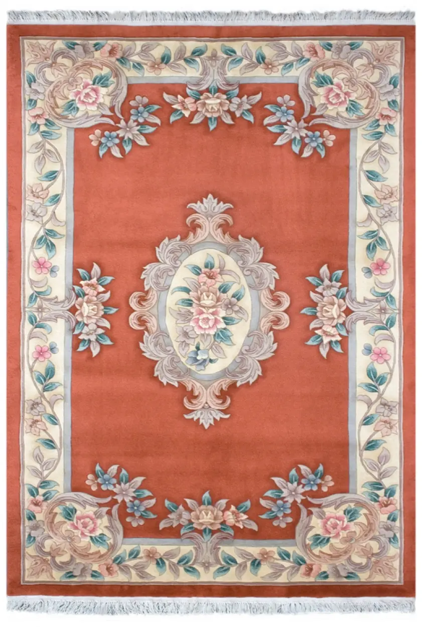 Premier Superwashed Chinese Rug - Orange - Luxury handknotted Chinese Rug PSW113
