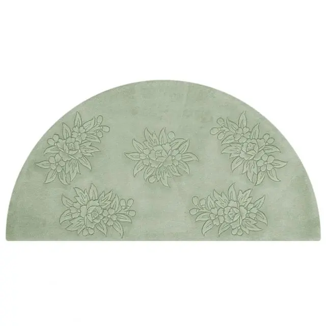 Plain carved Chinese rug - Green - Handknotted 100% wool rug with Floral design SPS292