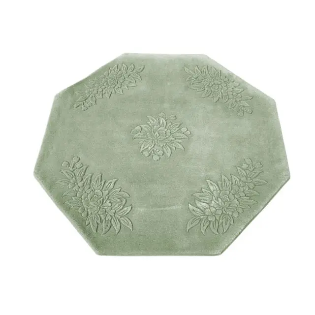 Plain carved Chinese rug - Green - Handknotted 100% wool rug with Floral design SPS292