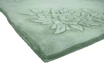 Plain carved Chinese rug - Green - Handknotted 100% wool rug with Floral design SPS292