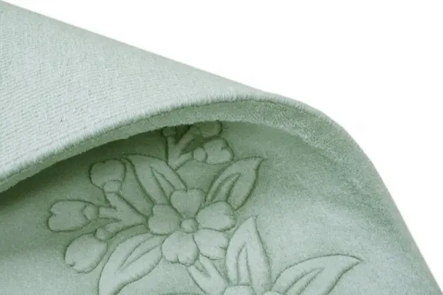 Plain carved Chinese rug - Green - Handknotted 100% wool rug with Floral design SPS292