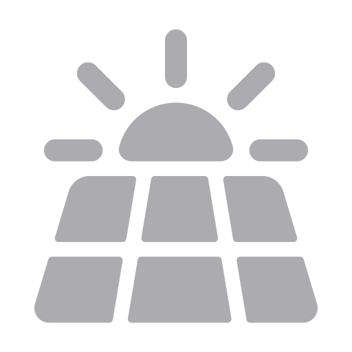 Solar panels with sun icon representing renewable energy generation and solar power use