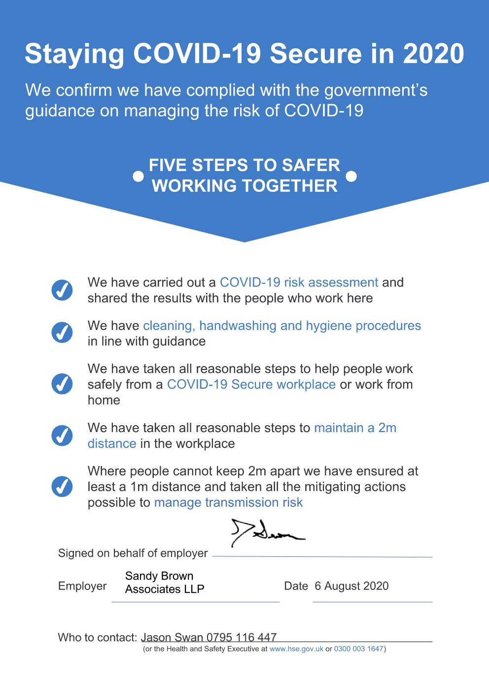 Risk Assessment certificate